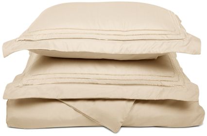 *Click on pic. for Add'l Colors* 3 Line Embroidered Lines Microfiber Duvet Cover Set, Twin/Twin XL *Free Shipping* (Color: Ivory)