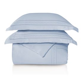 *Click on pic. for Add'l Sizes* 1000-Thread Count 100% Egyptian Cotton Embroidered Duvet Cover Set. *Free Shipping* (Size/Color: Full/Queen - Light Blue)