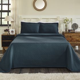 *Click on pic. for Add'l Colors* Basket Weave Matelasse Cotton Bedspread Set, Twin *Free Shipping* (Color: Deep sea)