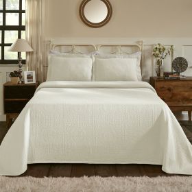 *Click on pic. for Add'l Colors* Fleur De Lis 100% Cotton Jacquard MatelassÃ© Bedspread Set, Queen *Free Shipping* (Color: Ivory)