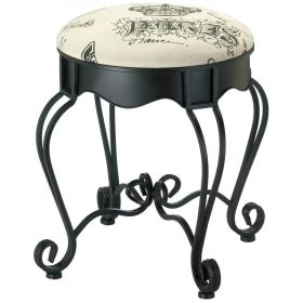 *Click on pic. for Add'l Colors* Paris Cushioned Stool *Free Shipping* (Color: Black)