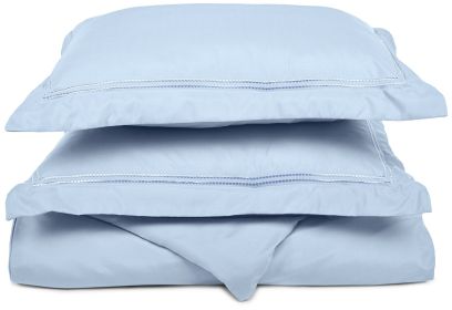*Click on pic. for Add'l Colors* 3 Line Embroidered Lines Microfiber Duvet Cover Set, Full/Queen *Free Shipping* (Color: Light Blue)