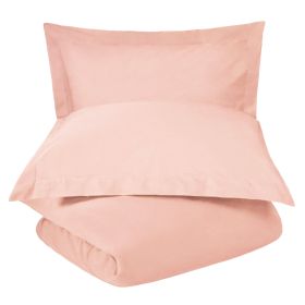 *Click on pic. for Add'l Colors* 300-Thread Count Cotton Percale Solid Duvet Cover Set, California King *Free Shipping* (Color: Blush)