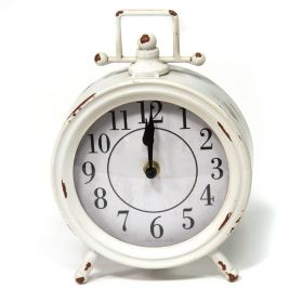 *Click on pic. for Add'l Colors* Vintage Metal Table Clock (Color: White)