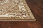 *Click on pic. for Add'l Sizes* Beige and Ivory Hand Carved Floral Medallion Indoor Area Rug