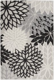 *Click on pic. for Add'l Sizes* Black Gray White Indoor Outdoor Area Rug (Size: 4' x 6')