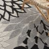 *Click on pic. for Add'l Sizes* Black Gray White Indoor Outdoor Area Rug