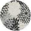 *Click on pic. for Add'l Sizes* Round Black Gray White Indoor Outdoor Area Rug