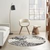 *Click on pic. for Add'l Sizes* Round Black Gray White Indoor Outdoor Area Rug