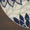 *Click on pic. for Add'l Sizes* Round Ivory and Navy Indoor Outdoor Area Rug