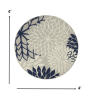 *Click on pic. for Add'l Sizes* Round Ivory and Navy Indoor Outdoor Area Rug