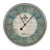 *Click on pic. for Add'l Sizes* Vintage Teal Fleur de Lis Parisian Wall Clock