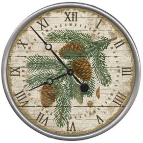 *Click on pic. for Add'l Sizes* Vintage Douglas Fir Pine Sprig Wall Clock (Size: 15")