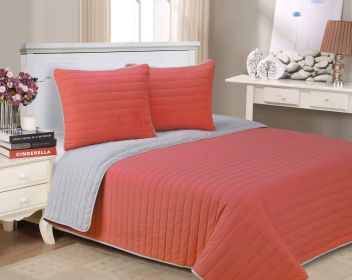 *Click on pic. for Add'l Colors* Brandon Solid Cotton Reversible Breathable Quilt and Sham Set, Full/Queen *Free Shipping* (Color: Red)