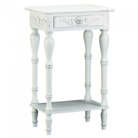 *Click on pic. for Add'l Colors* Carved Side Table *Free Shipping* (Color: White)