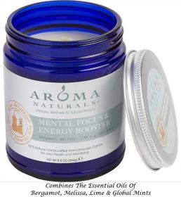 *Click on pic. for Add'l  Scents* AROMATHERAPY CANDLE 8.5oz. JAR (Name: Mental Focus & Energy Booster)